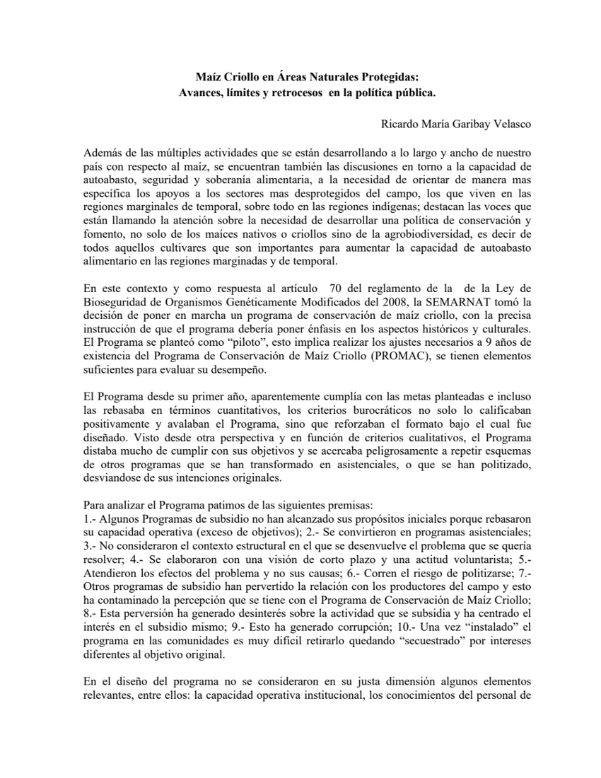 Vista previa de Maíz criollo en Áreas Naturales Protegidas: avances, límites y retrocesos en la política pública