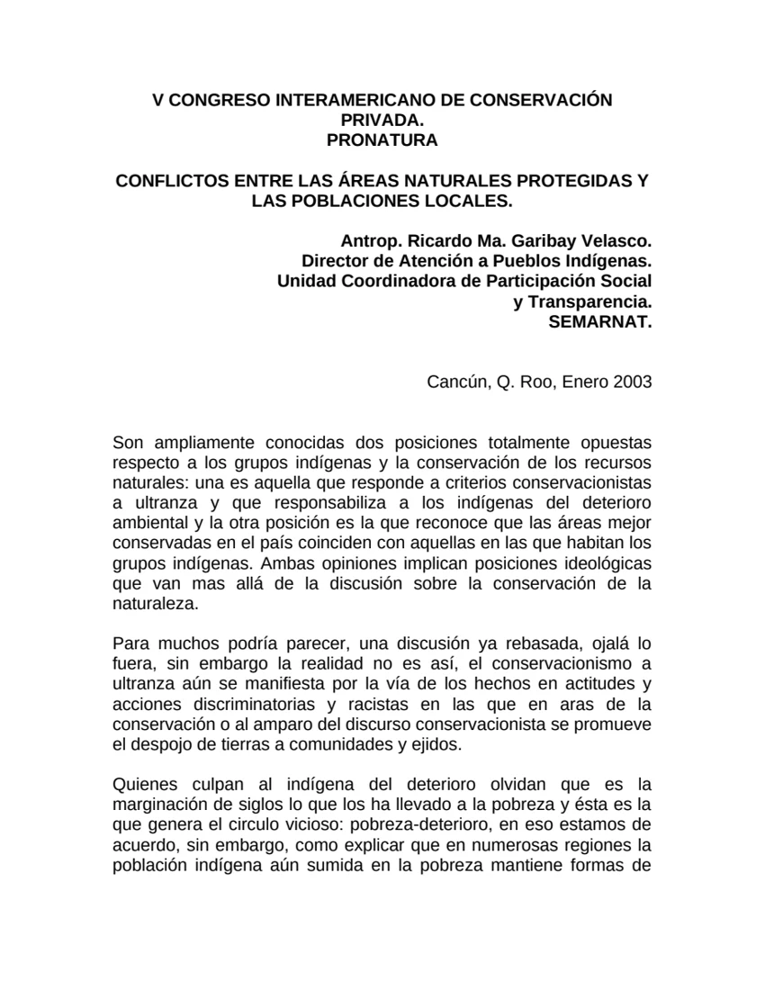 Vista previa de Conflictos entre las Áreas Naturales Protegidas y las poblaciones locales