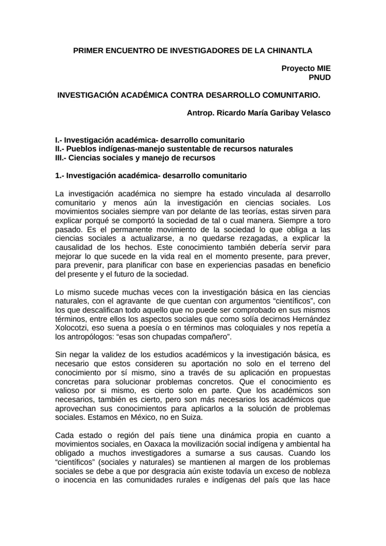 Vista previa de Investigación académica contra desarrollo comunitario