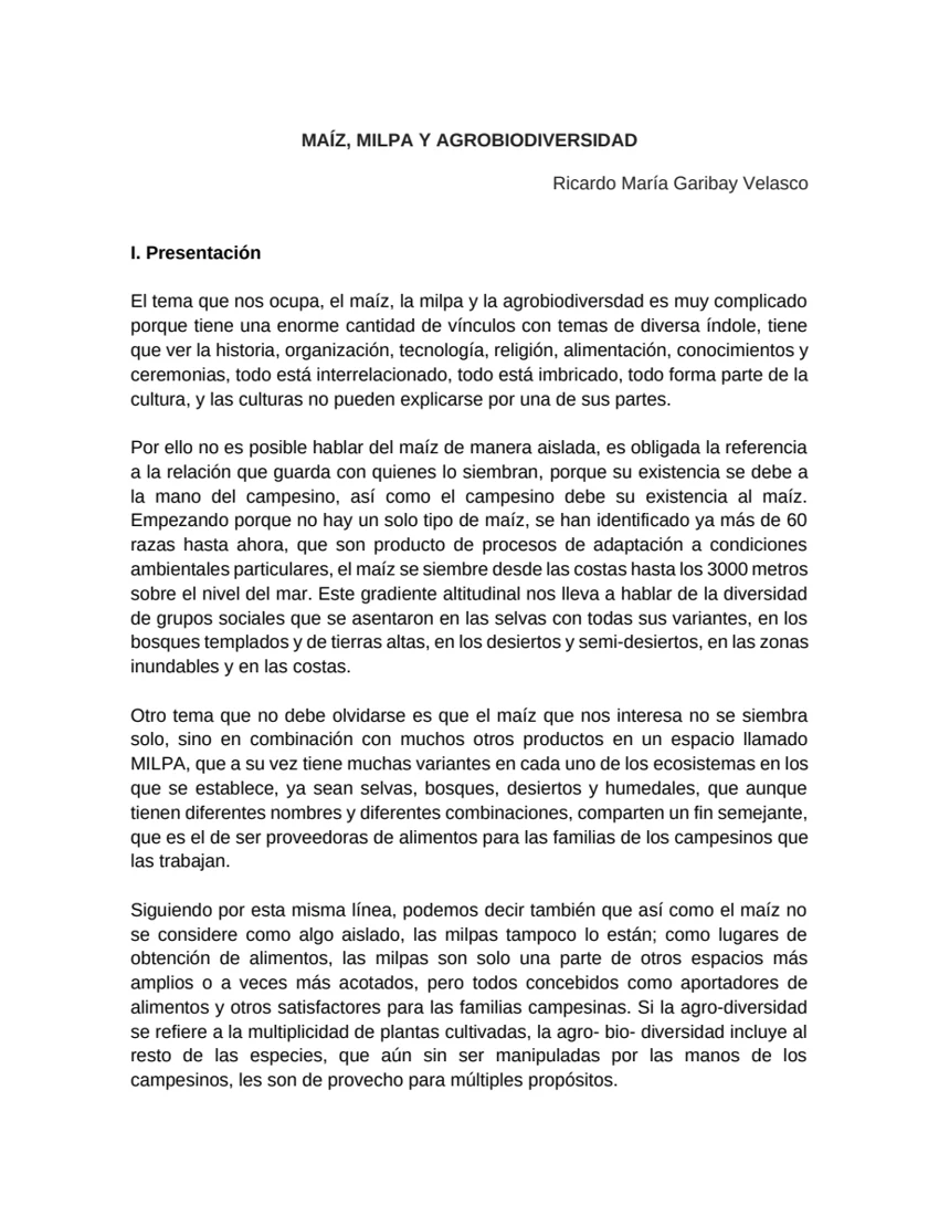Vista previa de Maíz, milpa y agrobiodiversidad
