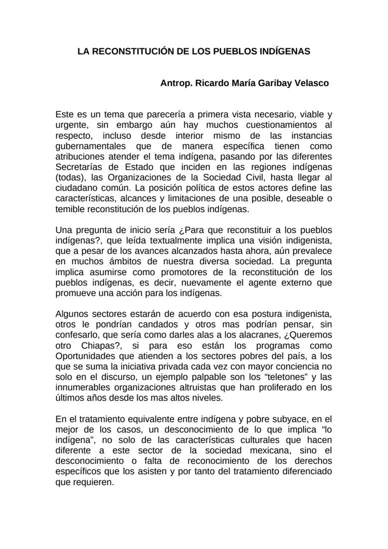 Vista previa de La reconstitución de los pueblos indígenas