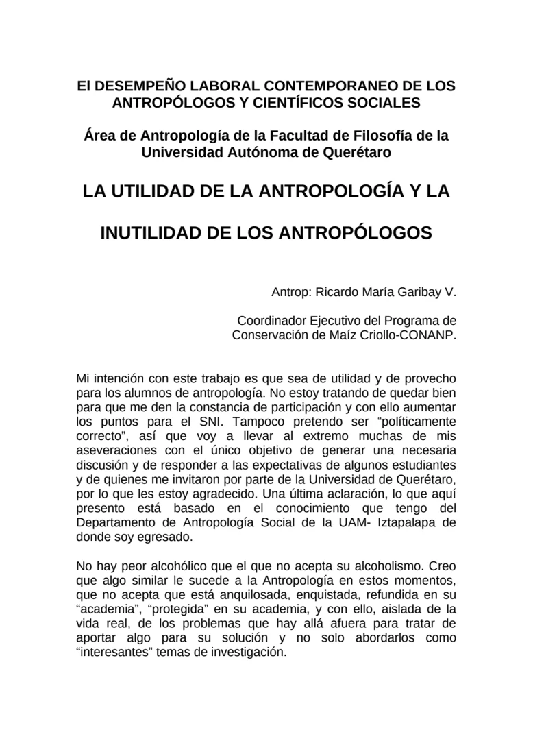 Vista previa de La utilidad de la antropología y la inutilidad de los antropólogos